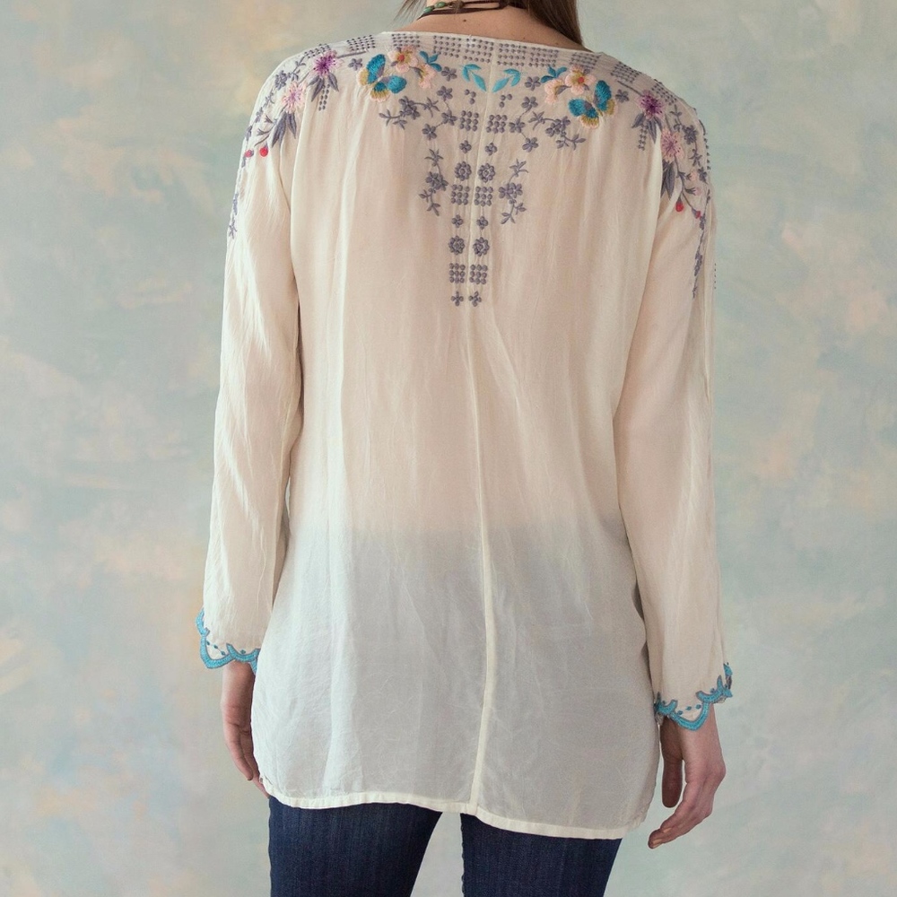 Johnny Was Butterfly Blouse Embroidered Boho Tunic - Picture 5 of 8